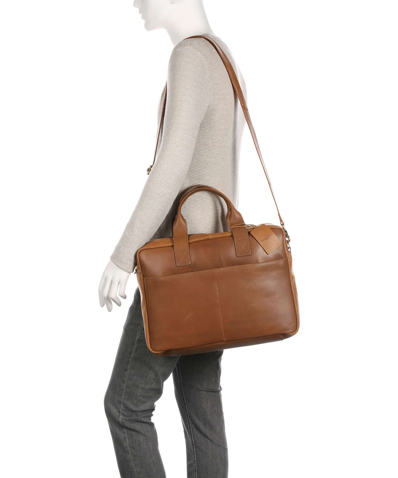 Burkely Vintage River Worker Briefcase cognac