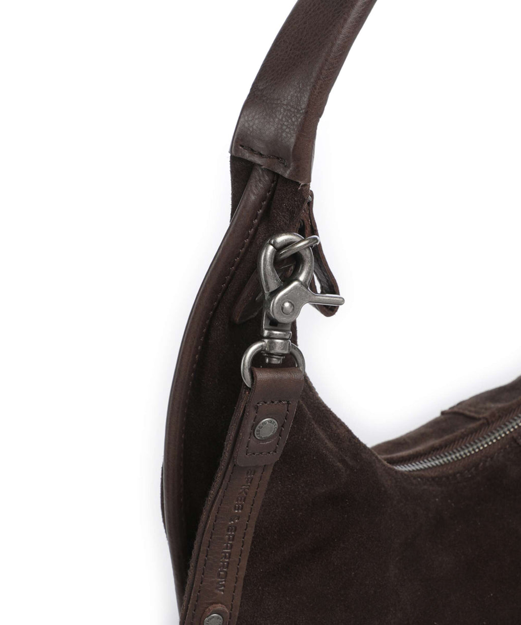 Spikes & Sparrow Suede Mix Gwyn Hobo bag dark brown