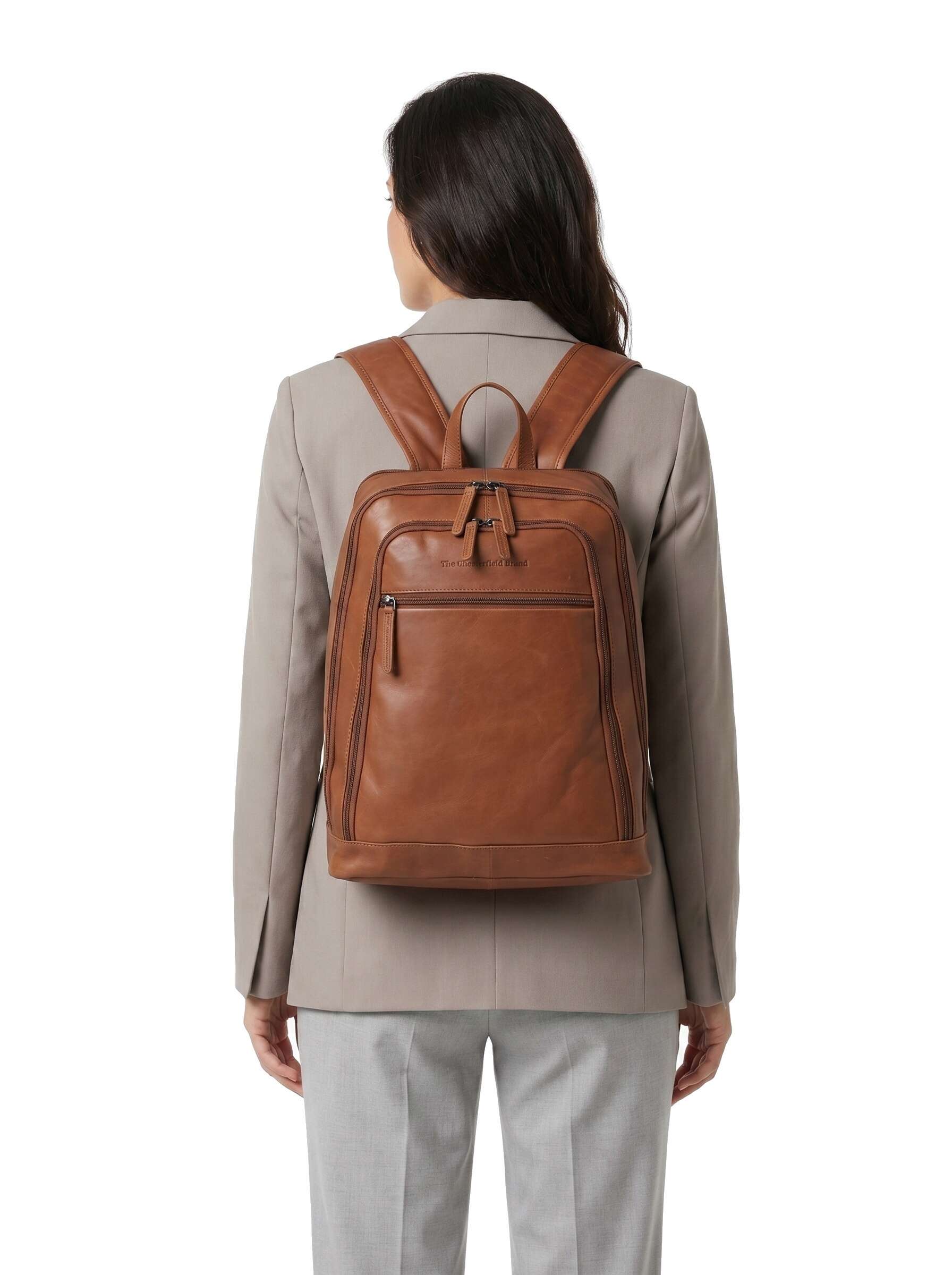 The Chesterfield Brand Cow Wax Pull Up Detroit Backpack cognac