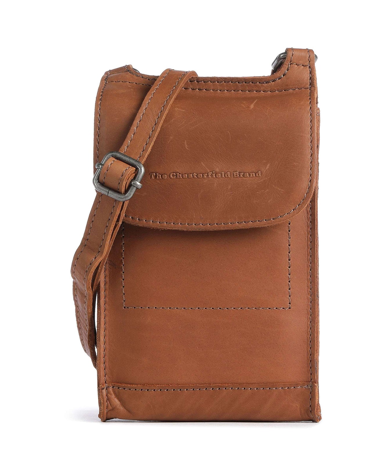 The Chesterfield Brand Cow Wax Pull Up Nebra Phone bag cognac