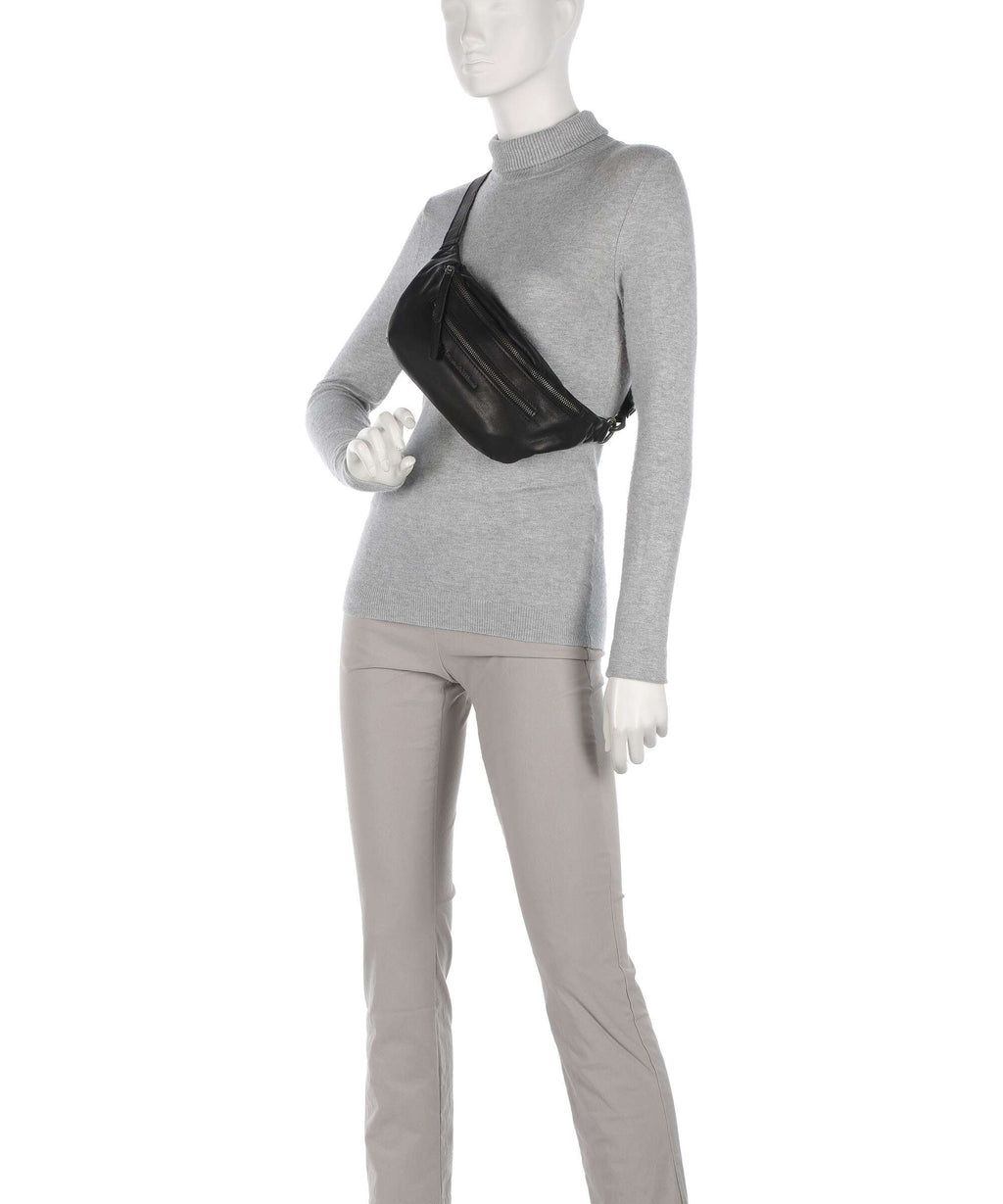 The Chesterfield Brand Washed Waxed Cow Severo Fanny pack black