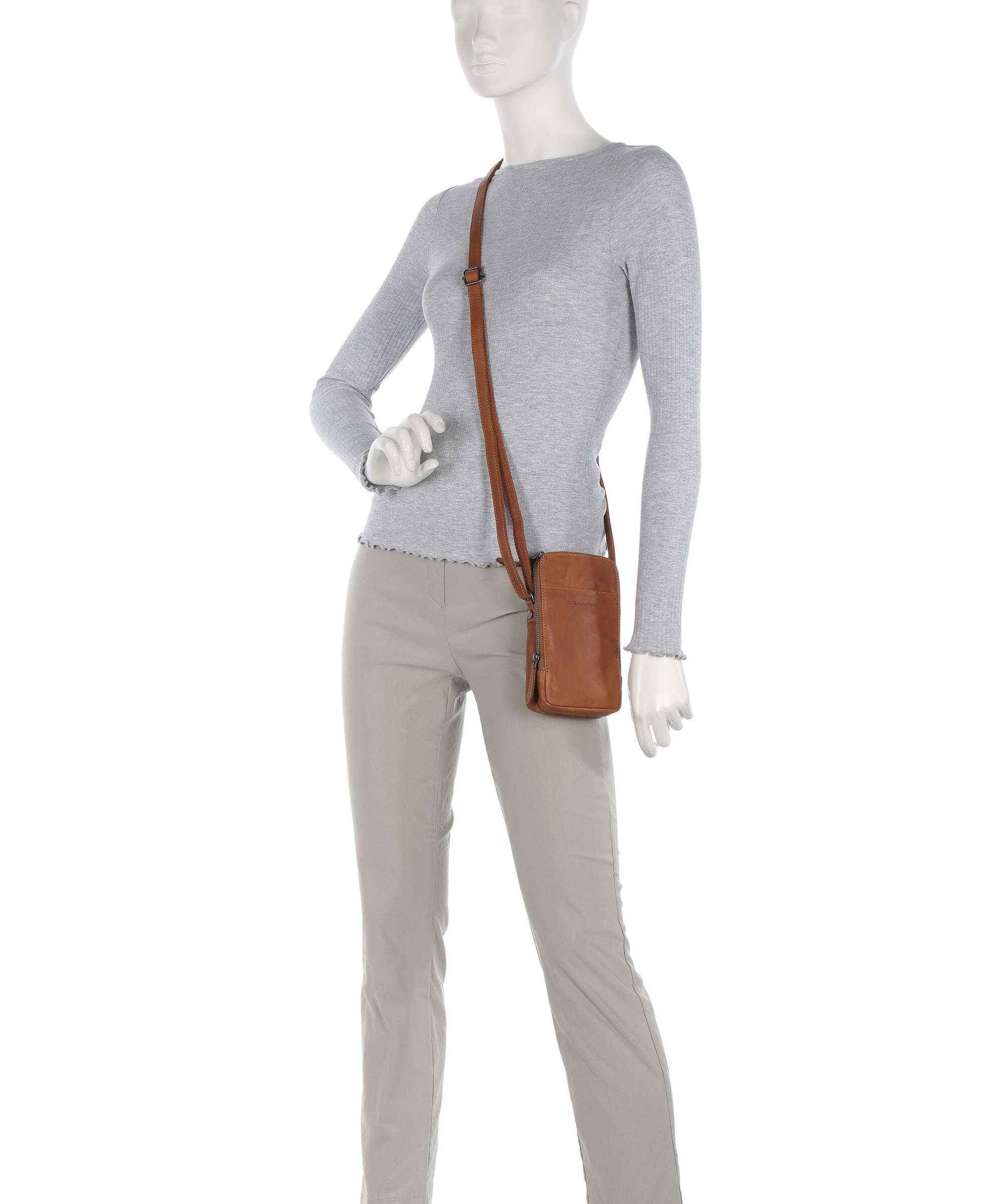 The Chesterfield Brand Wax Pull Up Cow Alesund Phone bag cognac