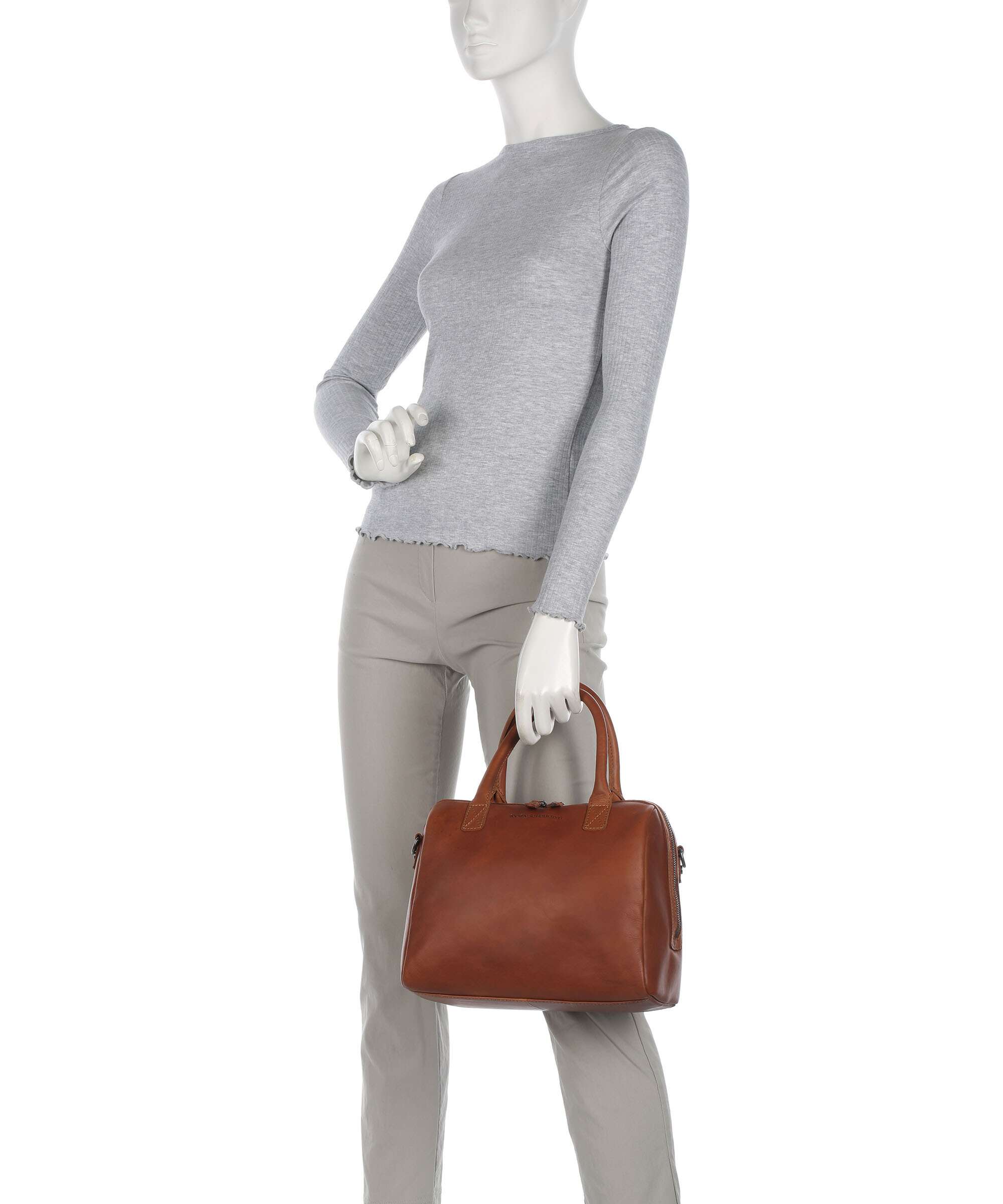 The Chesterfield Brand Cow Wax Pull Up Langton Handbag cognac