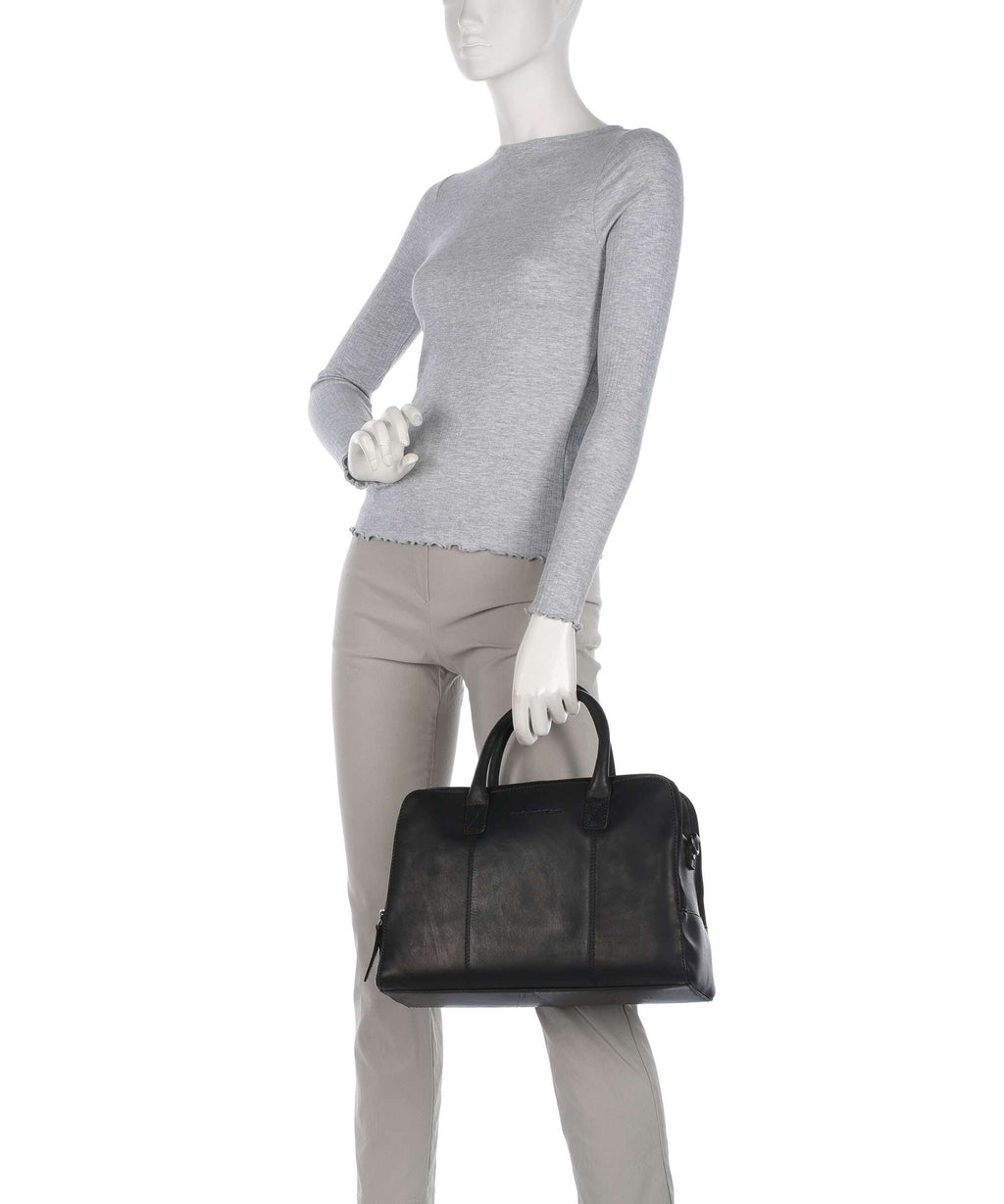 The Chesterfield Brand Cow Wax Pull Up Layton Handbag black