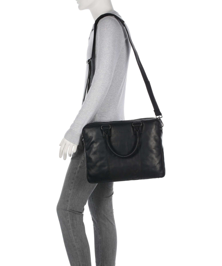The Chesterfield Brand Cow Wax Pull Up Fabian Briefcase black