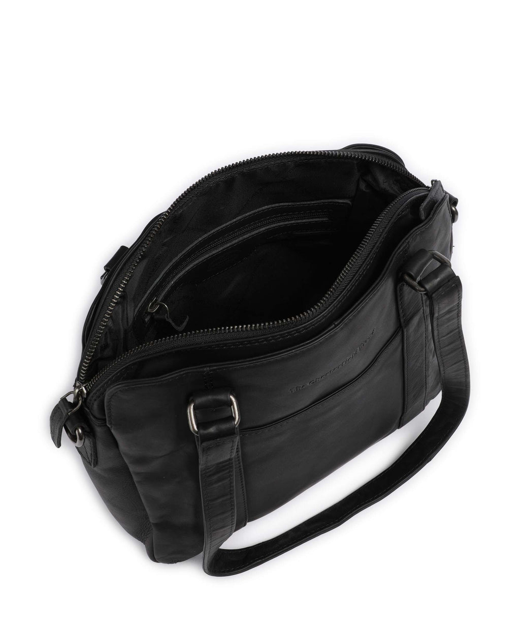 The Chesterfield Brand Cow Wax Pull Up Porlezza Shoulder bag black