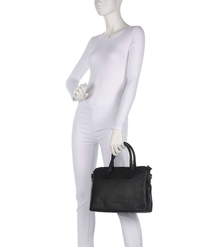 The Chesterfield Brand Wax Pull Up Cow Valmonte Handbag black