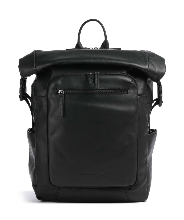 The Chesterfield Brand Wax Pull Up Cow Remo Rolltop backpack black