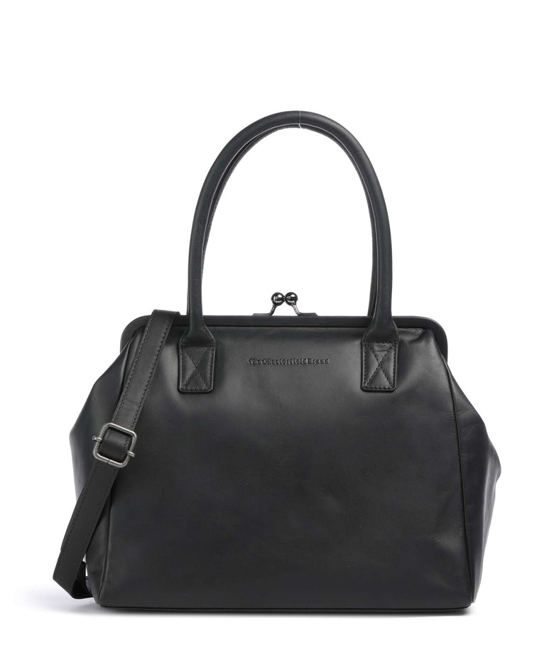 The Chesterfield Brand Wax Pull Up Cow Dorin Handbag black