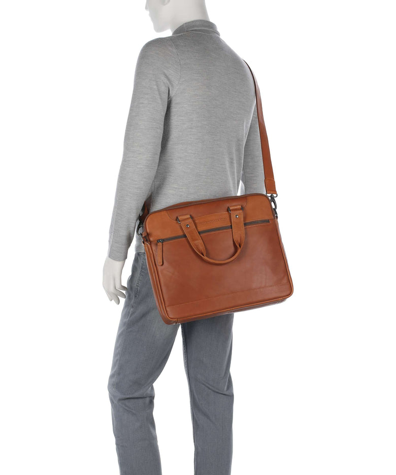 The Chesterfield Brand Wax Pull Up Cow Montara Laptop bag cognac